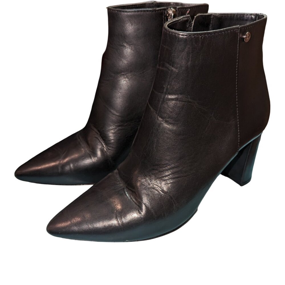 Black Leather Ankle Boots - Antonio Melani 6M